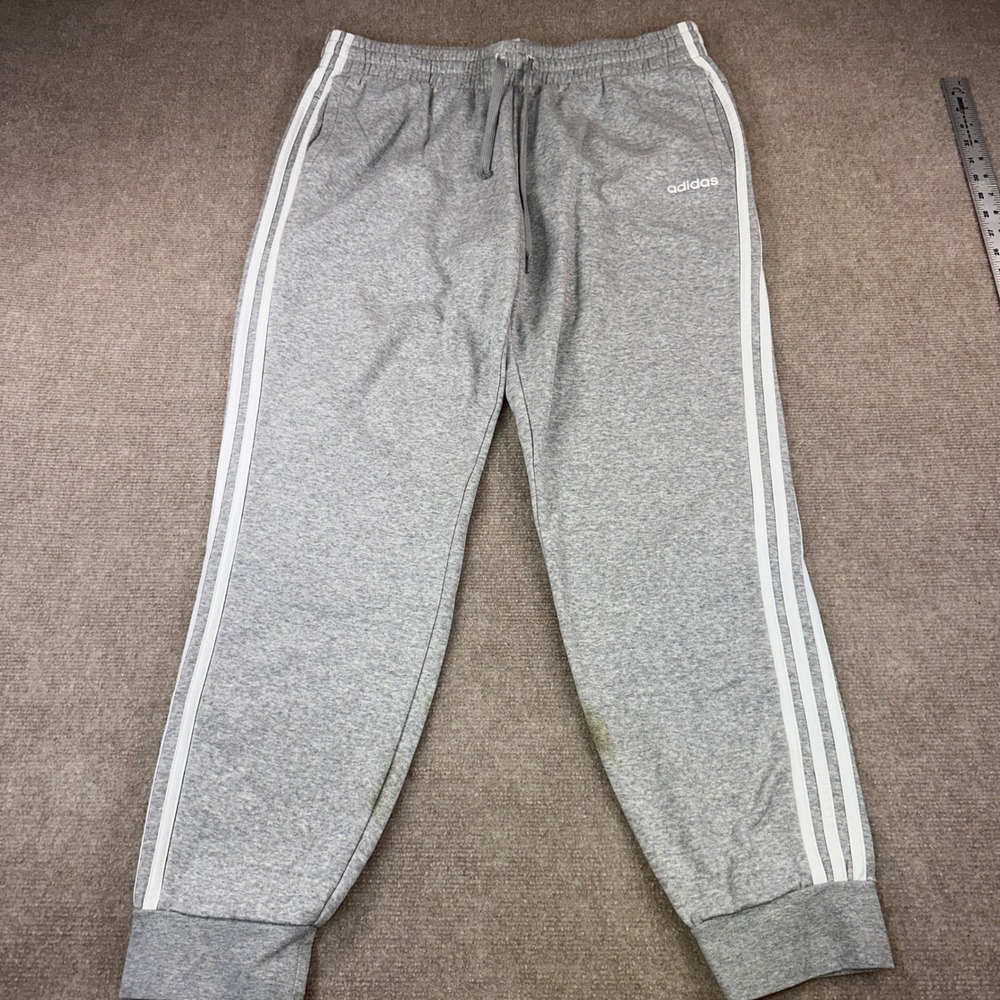 Adidas Mens Essentials 3-Stripes Joggers Grey Heather Sweatpants XL 7161